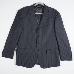 Vintage Mens Suit Blazer Size 42S Designed in Italy Grey Blue pinstripe